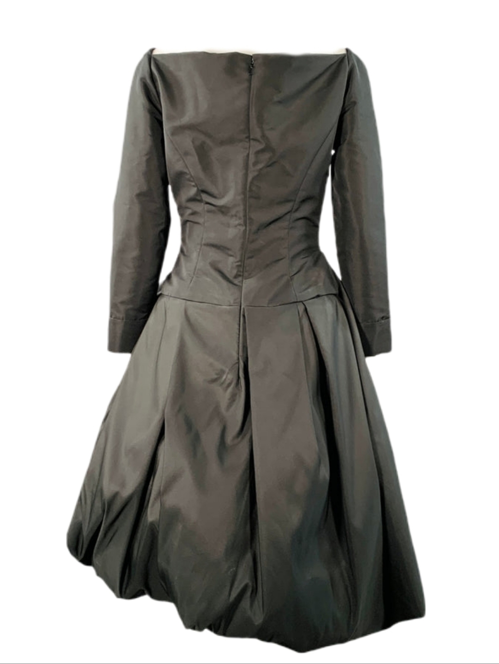 $4,800 OSCAR DE LA RENTA BLACK SILK BLACK LINED VOLUMIN ROSE RUNWAY DRESS US 8 - Picture 12 of 16